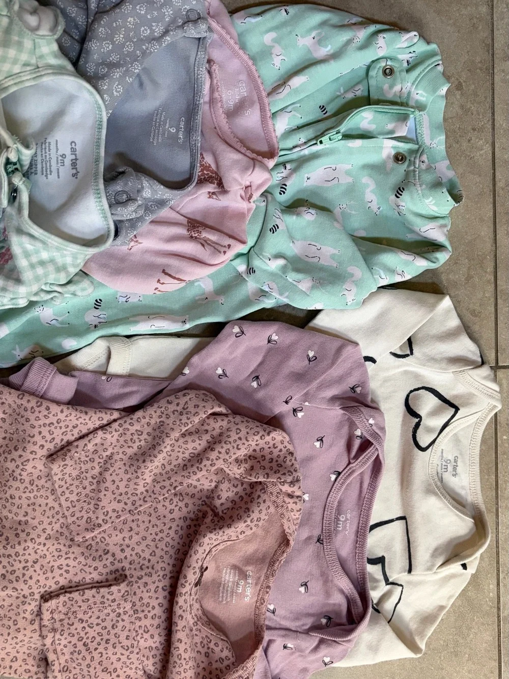 Lot Of 19 Baby Girl 6-9 Month Clothing Bundle Pajamas Shorts Sets Onesies